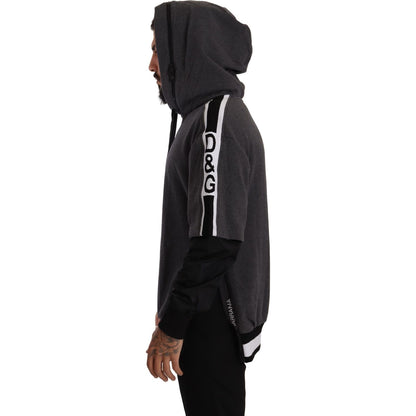 Dolce & Gabbana Gray Black Cotton Hooded #DGMILLENNIALS Sweater