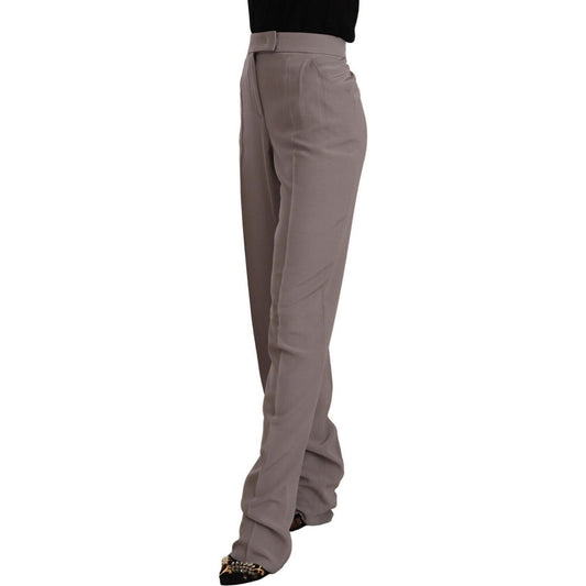 Elegant High Waist Silk Blend Trousers