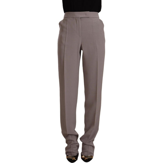 Elegant High Waist Silk Blend Trousers