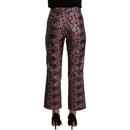 House of Holland Multicolor Floral Jacquard Flared Cropped Pants