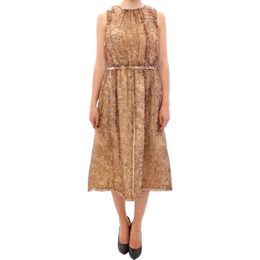 Dolce & Gabbana | Elegant Silk Sleeveless Knee-Length Dress| McRichard Designer Brands   