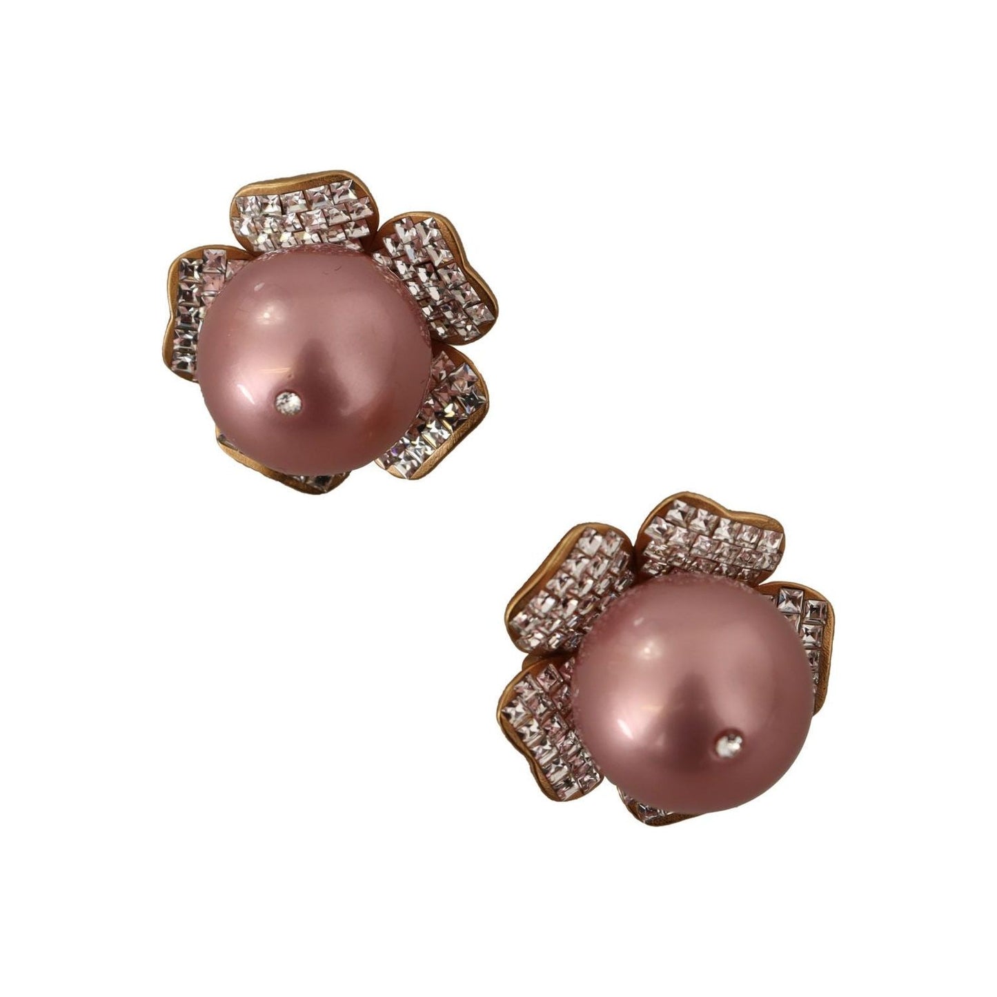 Elegant Floral Crystal Pearl Clip-On Earrings