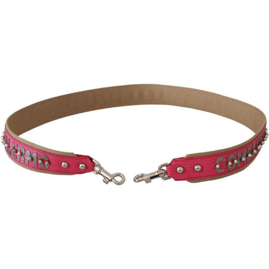 Pink Leather Shoulder Strap with Silver Details