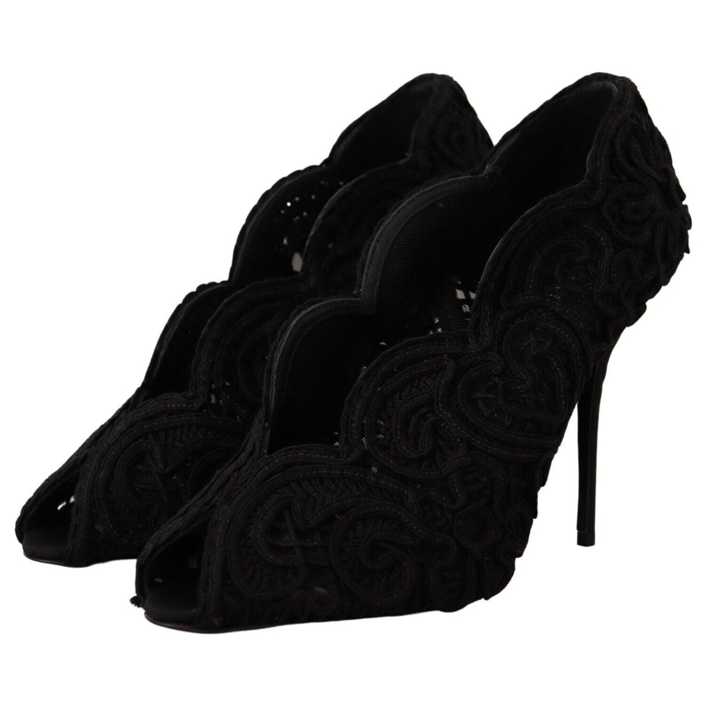 Elegant Black Lace Stiletto Heels