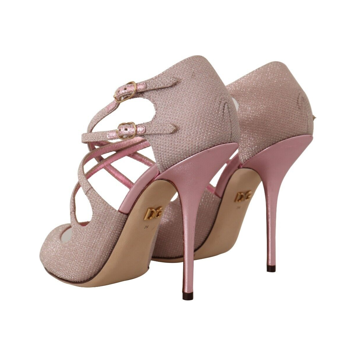 Pink Glitter Peep Toe High Heels Sandals