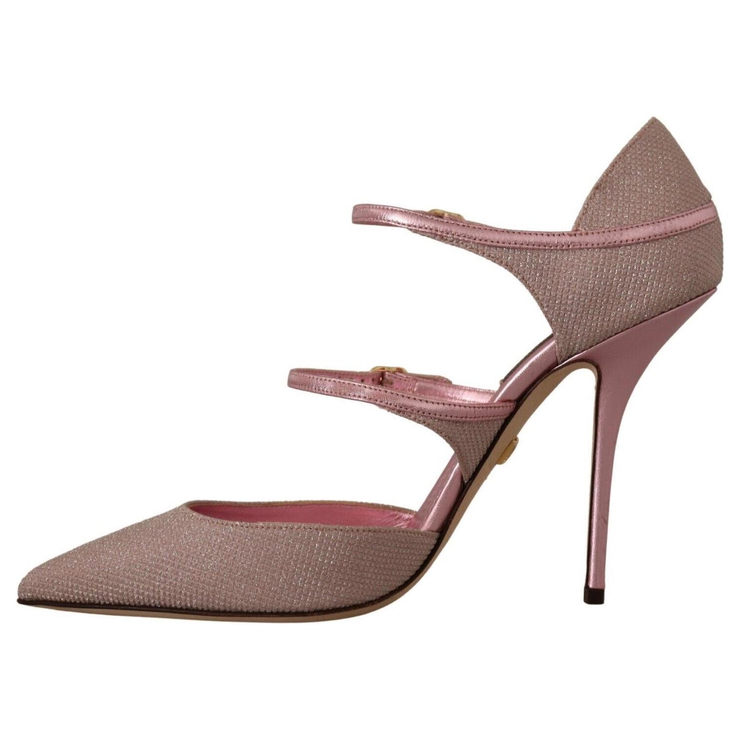 Dolce & Gabbana Pink Glittered Strappy Sandals Mary Jane Shoes