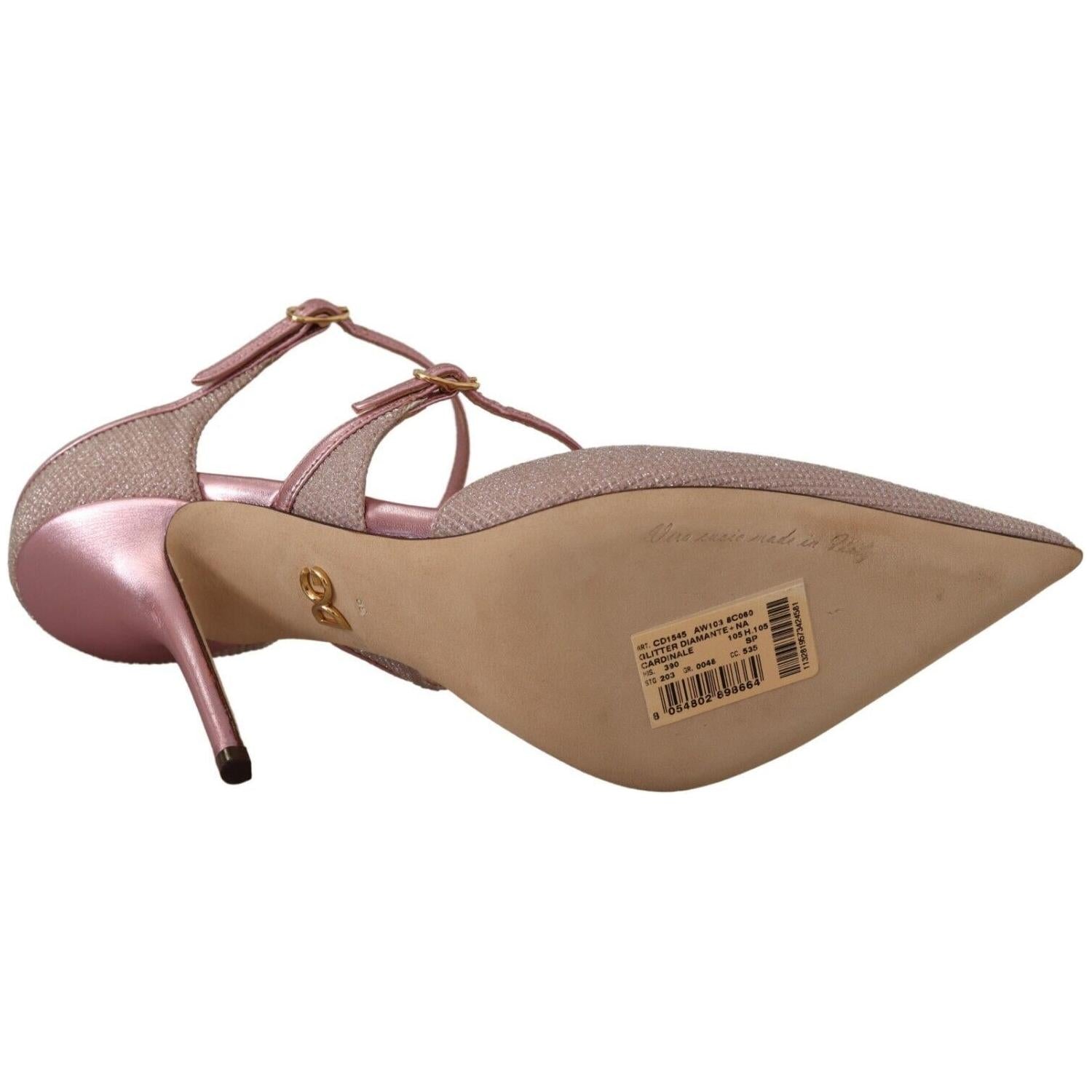 صندل كعب عالٍ باللون الوردي اللامع من دولتشي آند غابانا