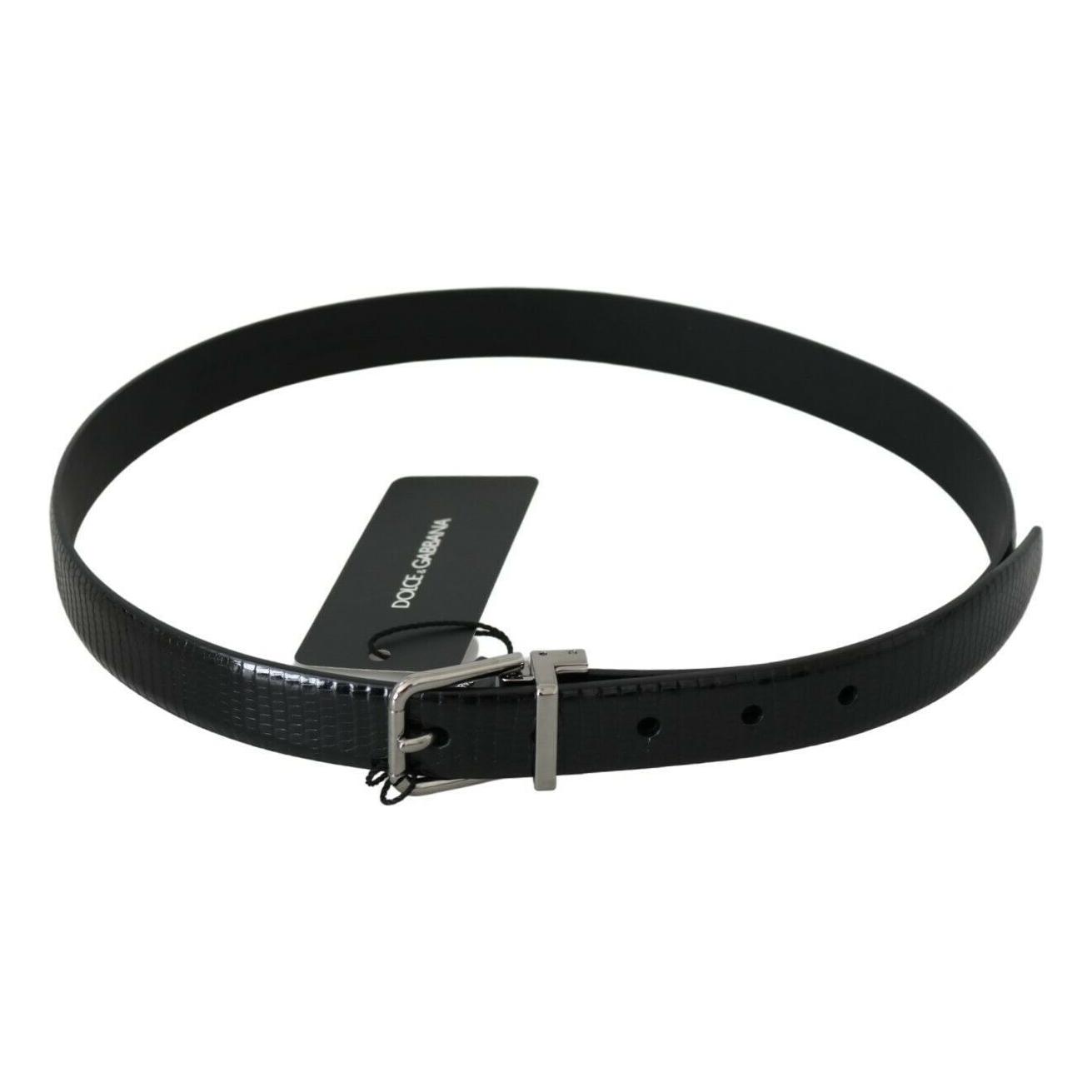 Dolce & Gabbana Elegant Lizard Skin Leather Belt in Black Dolce & Gabbana