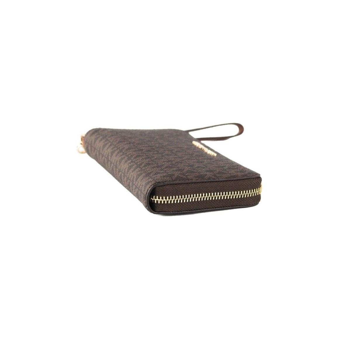 Jet Set Large Brown Signature PVC Flat Multifunction Wrist Wallet