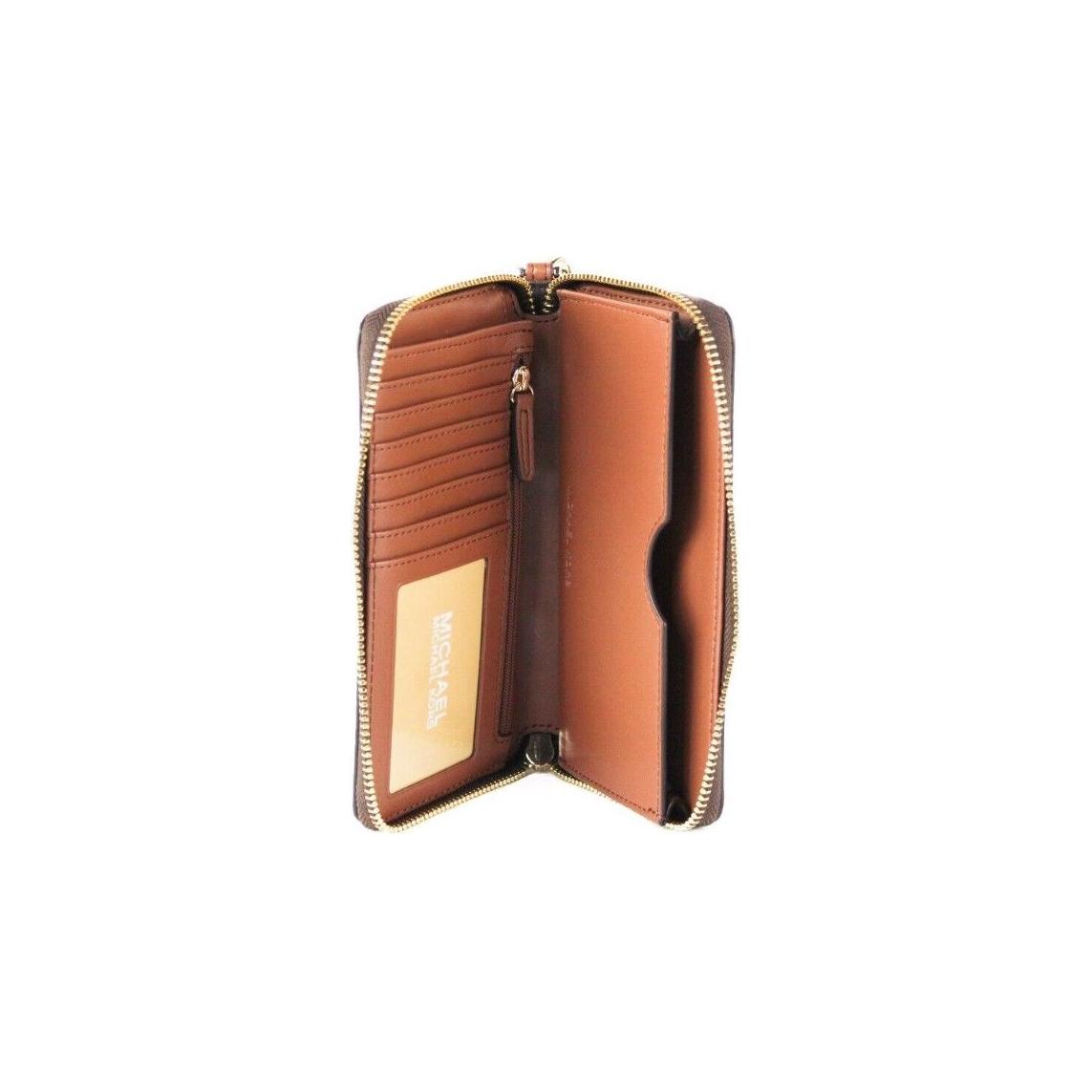 Jet Set Large Brown Signature PVC Flat Multifunction Wrist Wallet