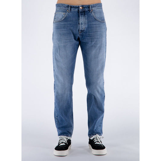 Elegant Medium Wash Men's Cotton Jeans