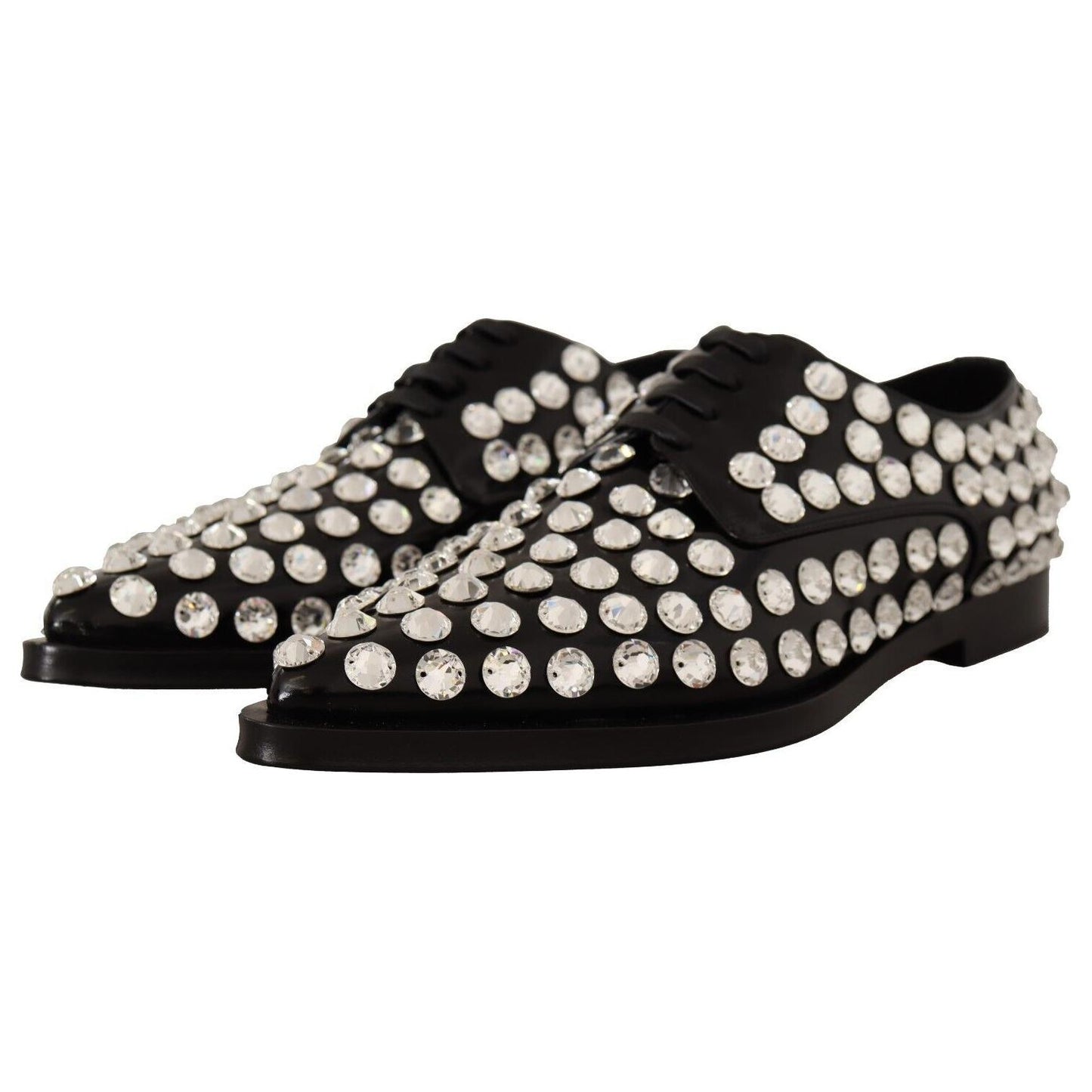 Crystal-Embellished Leather Formal Flats