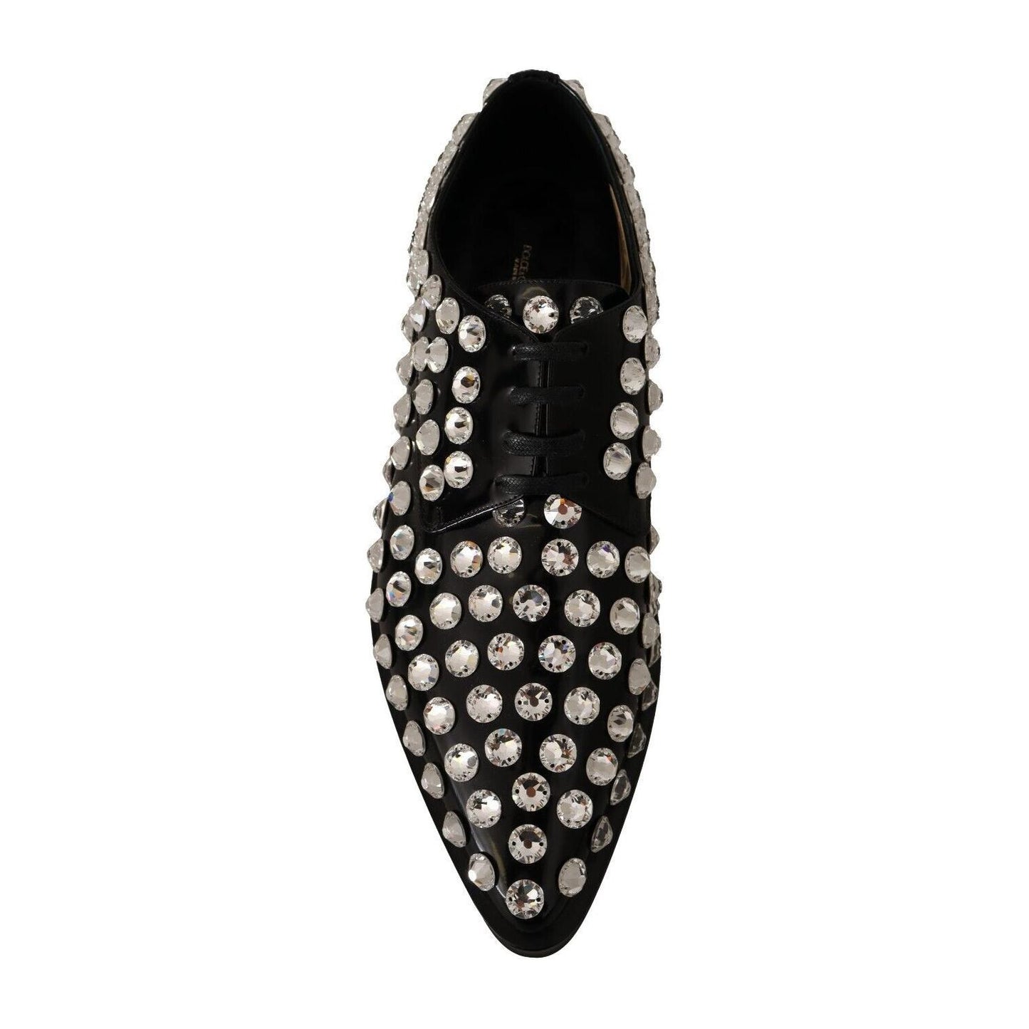 Crystal-Embellished Leather Formal Flats