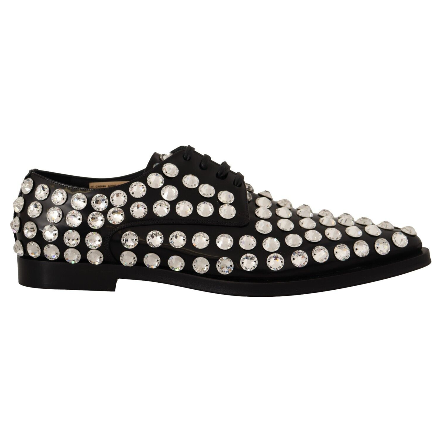 Crystal-Embellished Leather Formal Flats