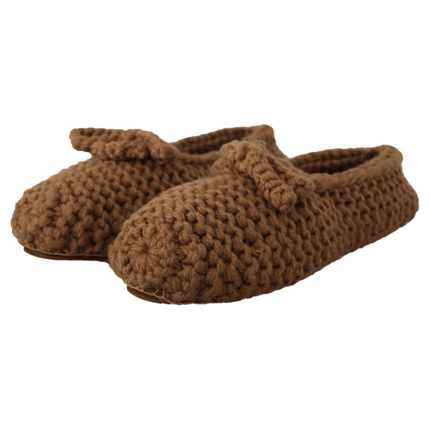 Elegant Wool Knit Ballerina Flats in Brown