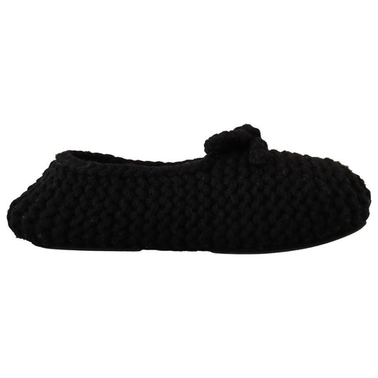 Elegant Black Wool Knit Ballet Flats