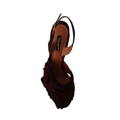 Dolce & Gabbana Dark Purple Suede Ankle Strap Sandals Shoes