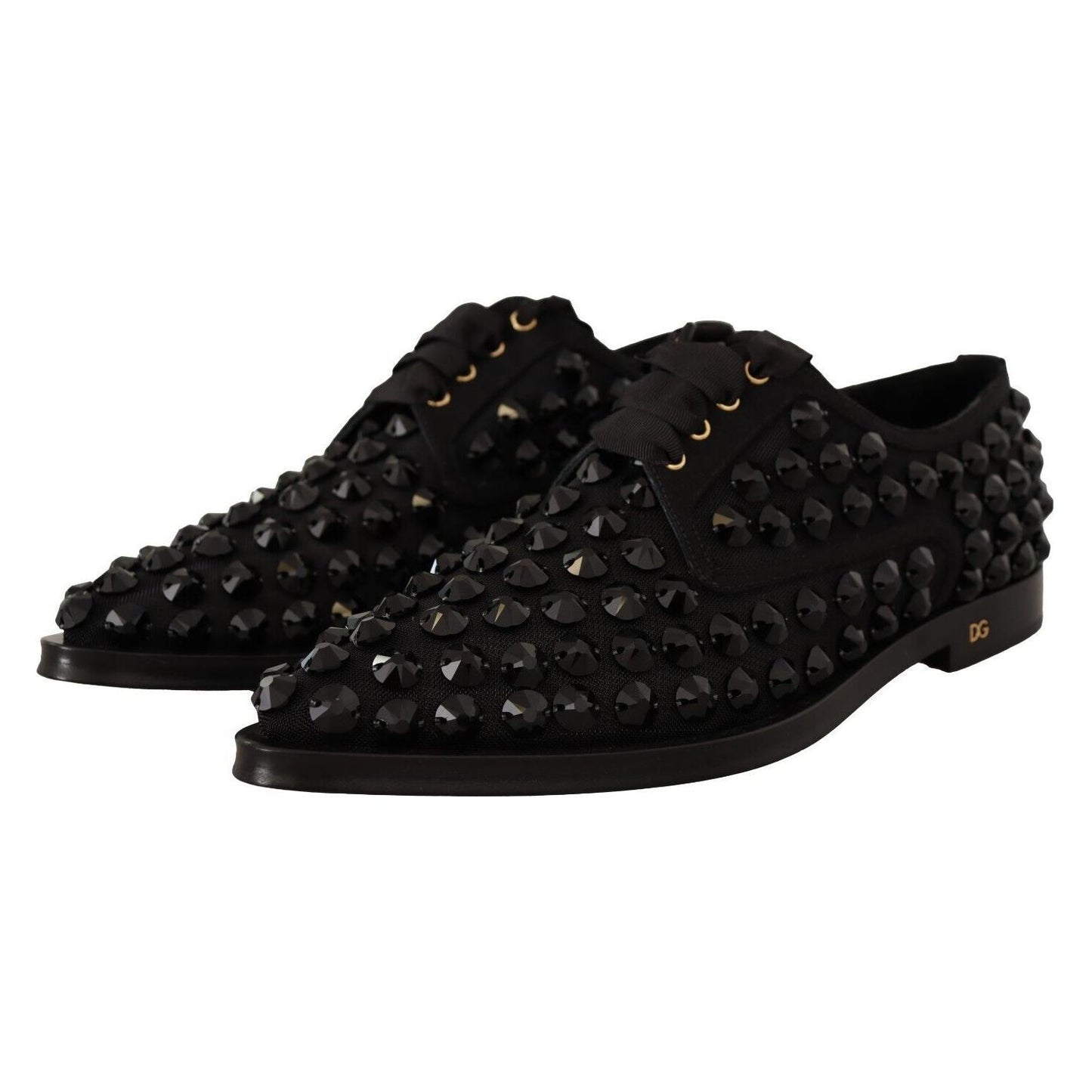 Elegant Gros Grain Lace-Up Jeweled Flats