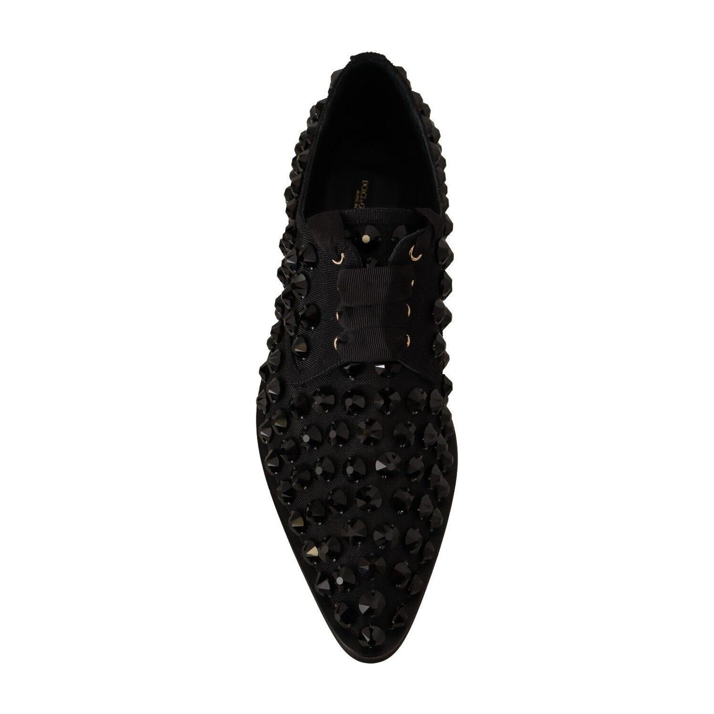 Elegant Gros Grain Lace-Up Jeweled Flats