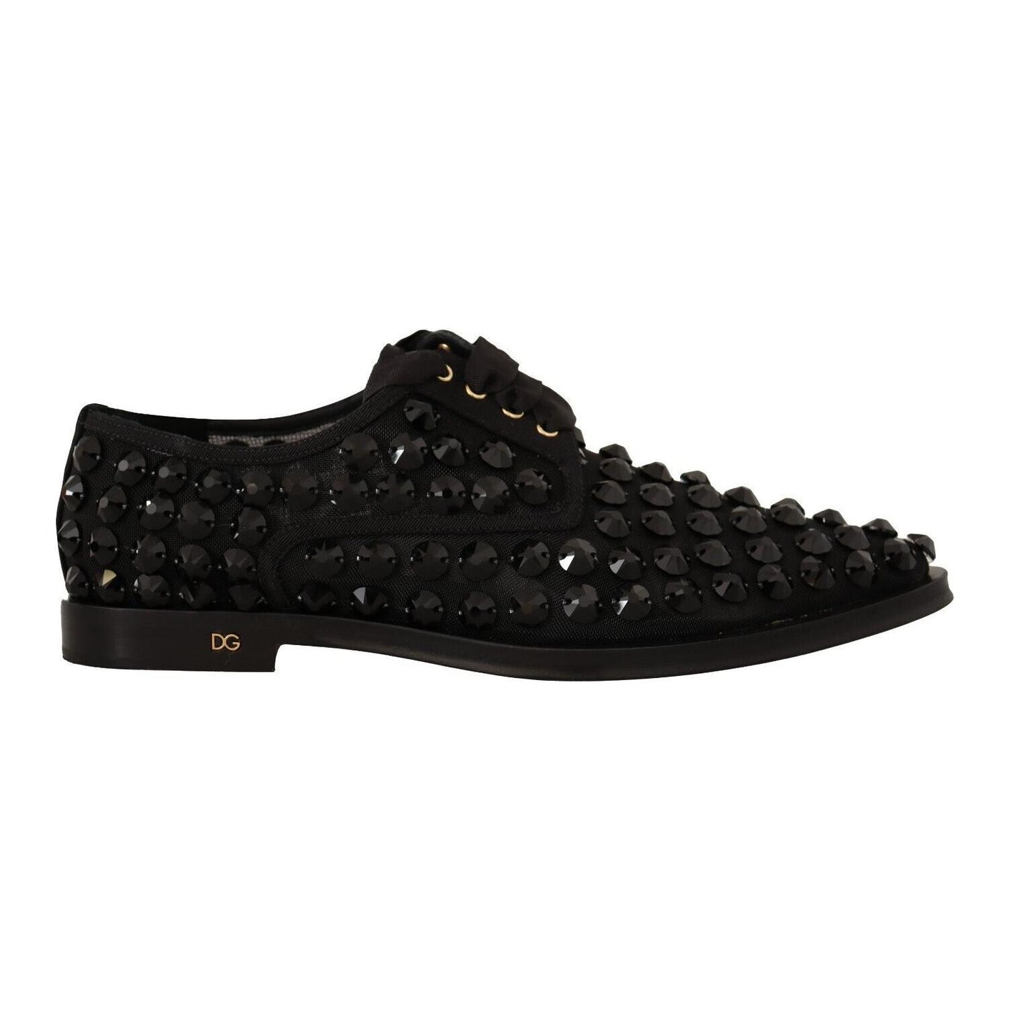 Elegant Gros Grain Lace-Up Jeweled Flats