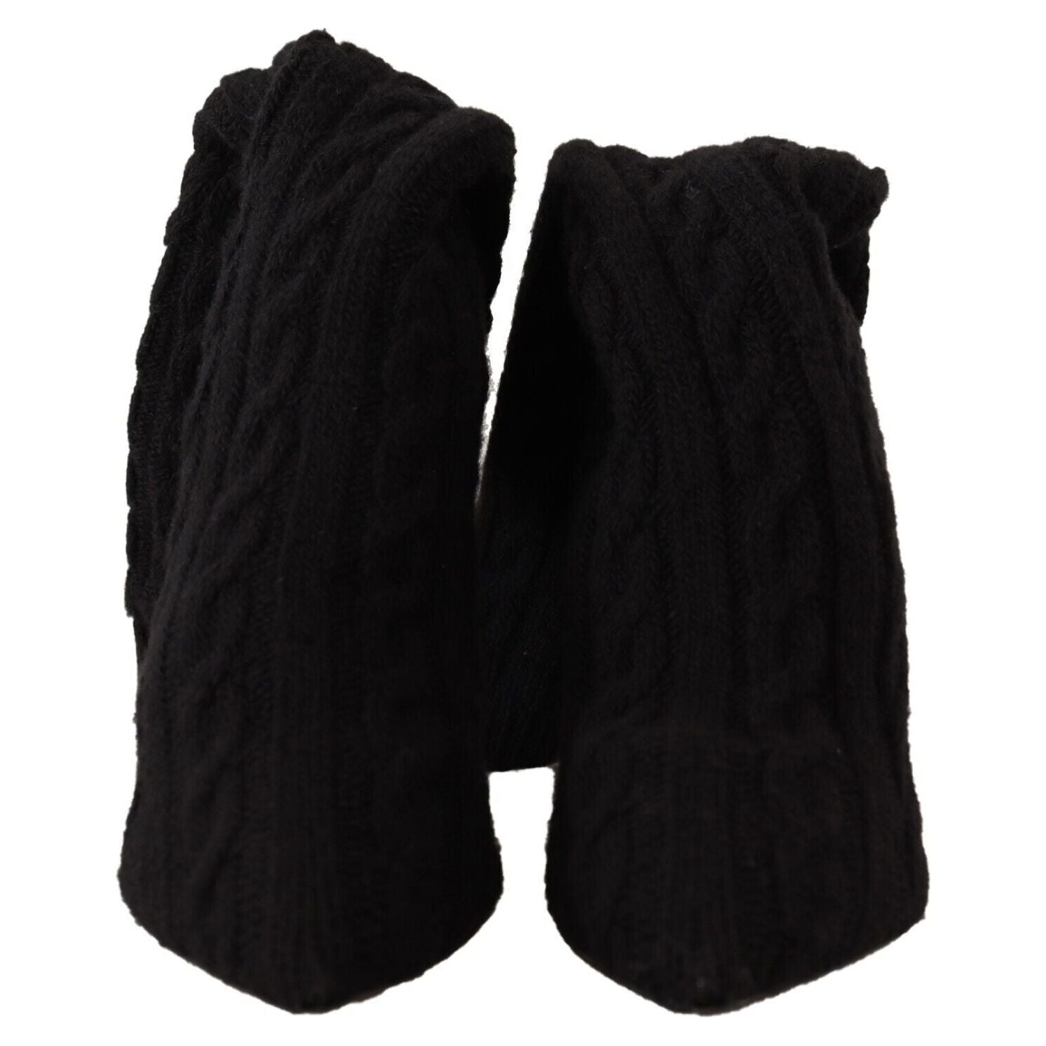 Dolce & Gabbana Black Stretch Socks Knee High Booties Shoes