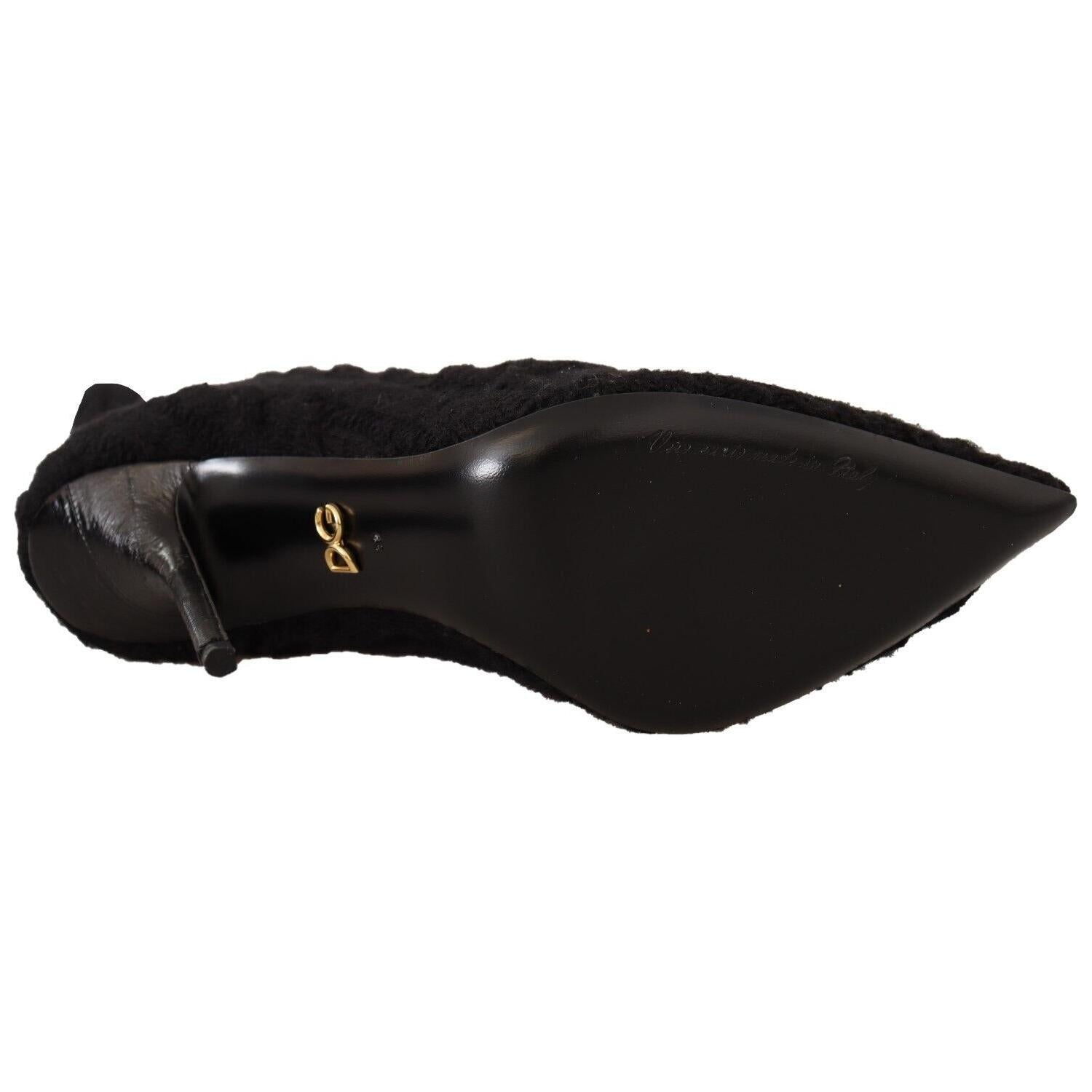 Dolce & Gabbana Black Stretch Socks Knee High Booties Shoes