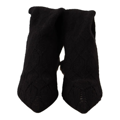 Dolce & Gabbana Black Stretch Socks Knee High Booties Shoes