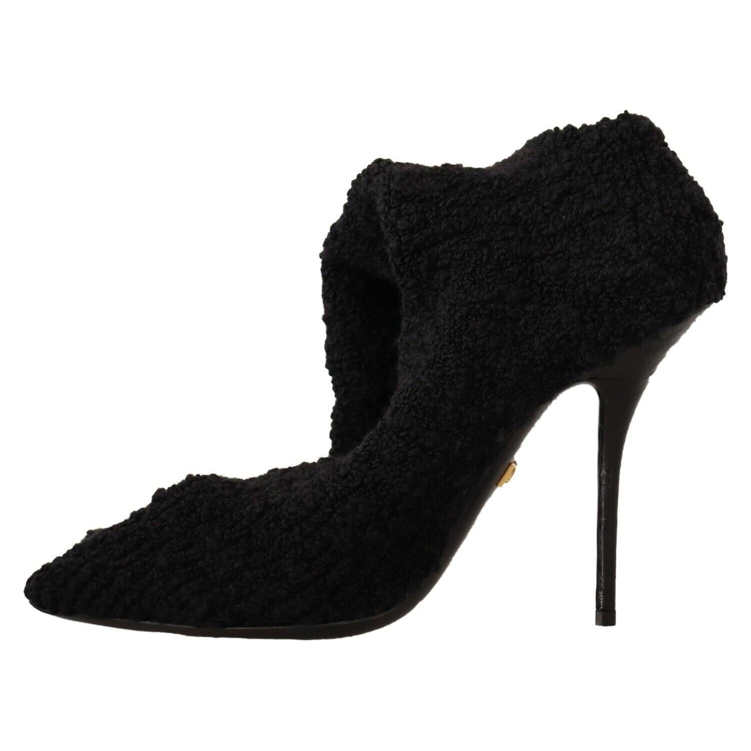 Dolce & Gabbana Black Stretch Socks Knee High Booties Shoes
