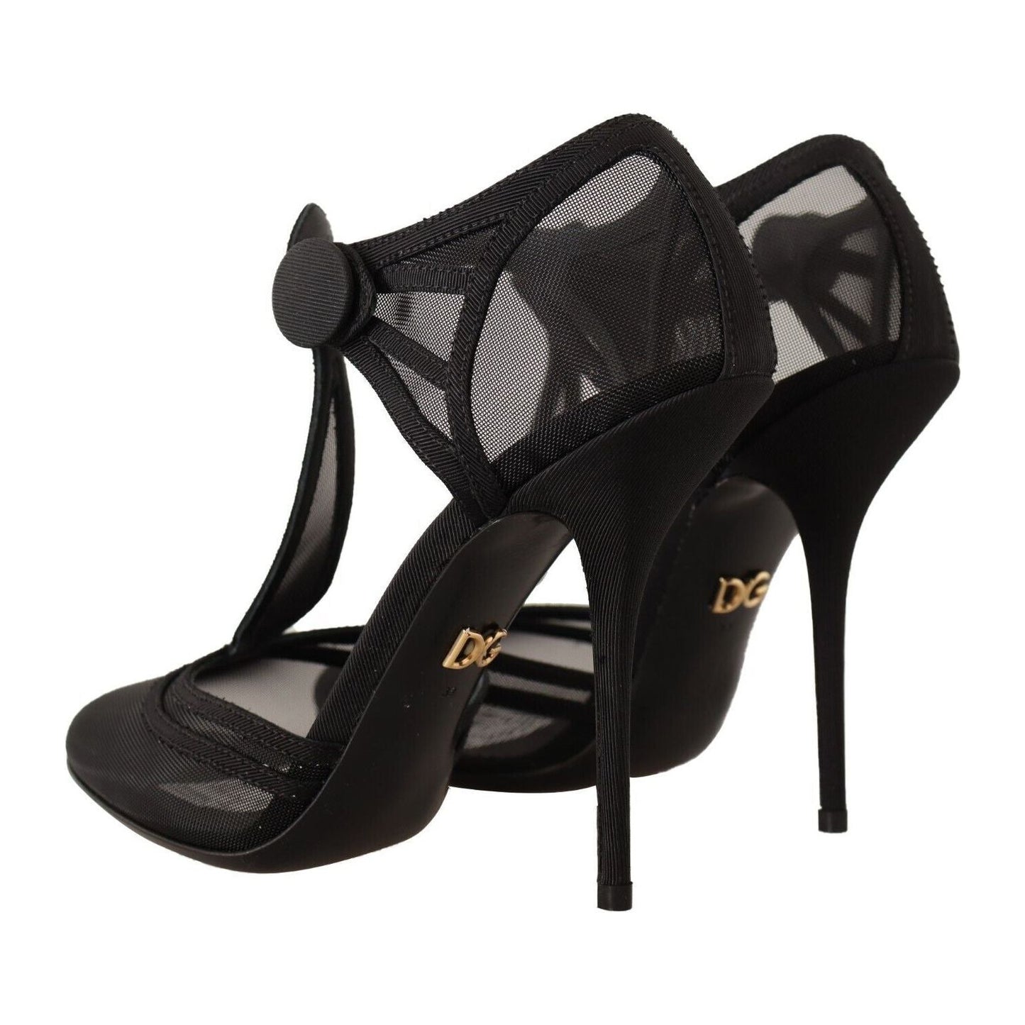 Elegant Mesh T-Strap Stiletto Pumps