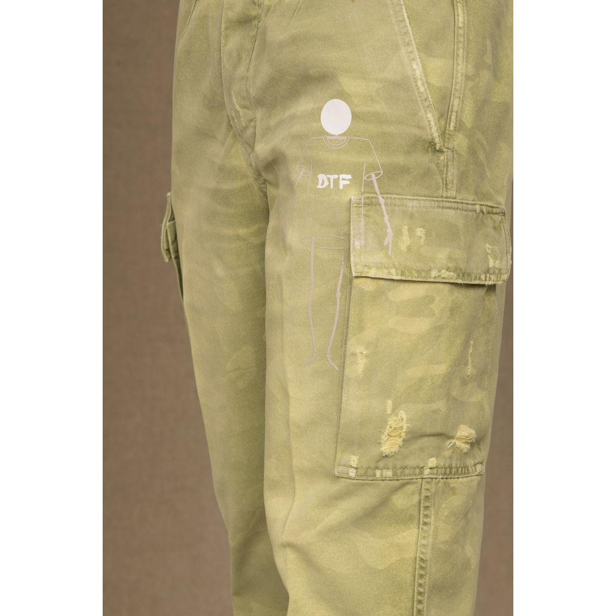 Military Green Mid-Waist Designer Jeans