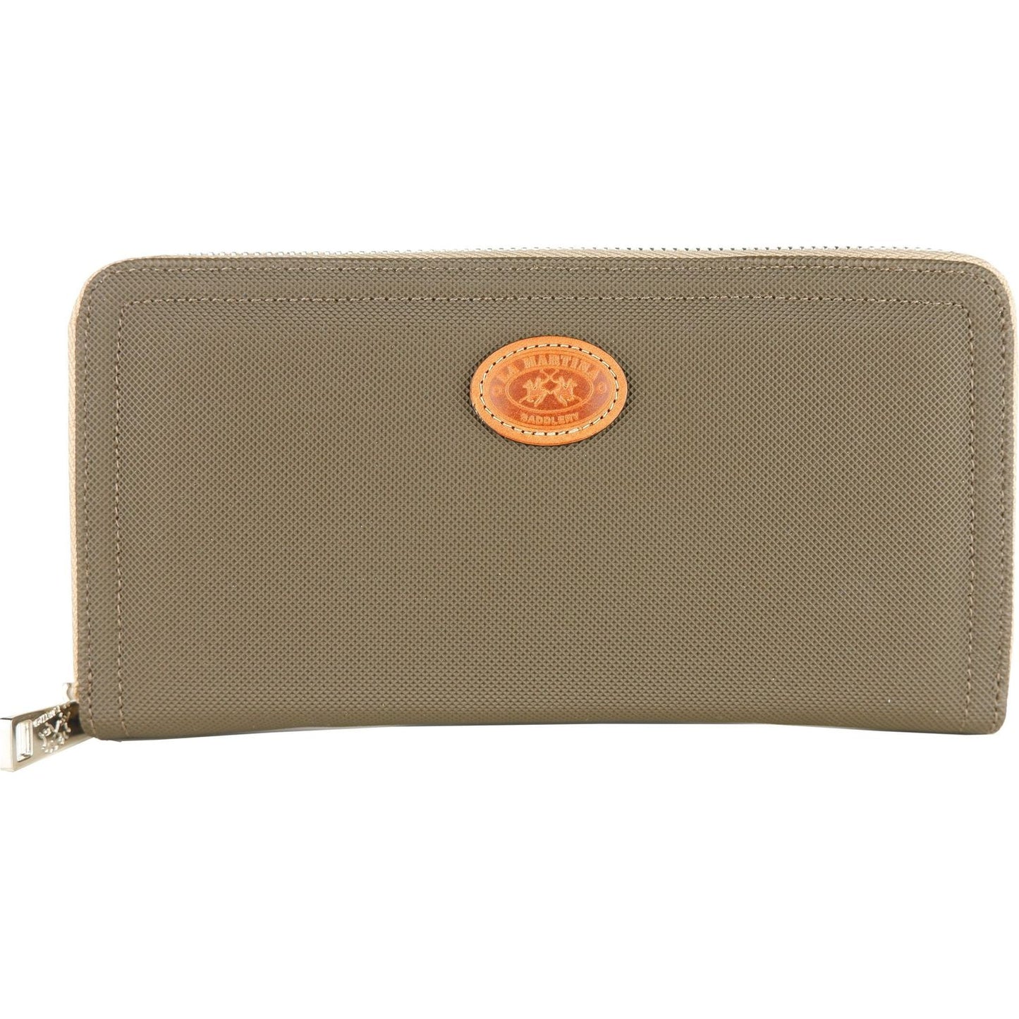 Chic Kaky Green Wallet with Leather Accents