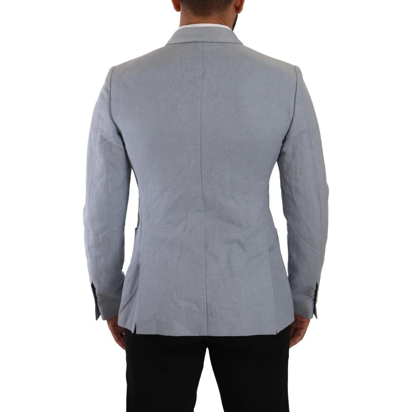 Elegant Slim Fit Light Blue Double Breasted Blazer