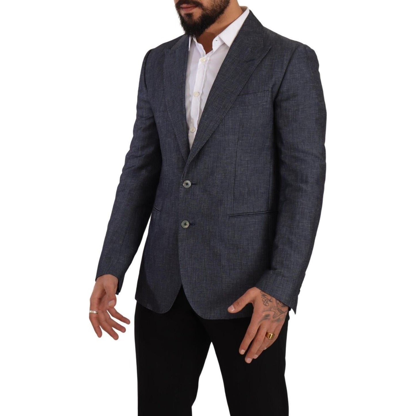 Elegant Slim Fit Two-Button Blue Blazer