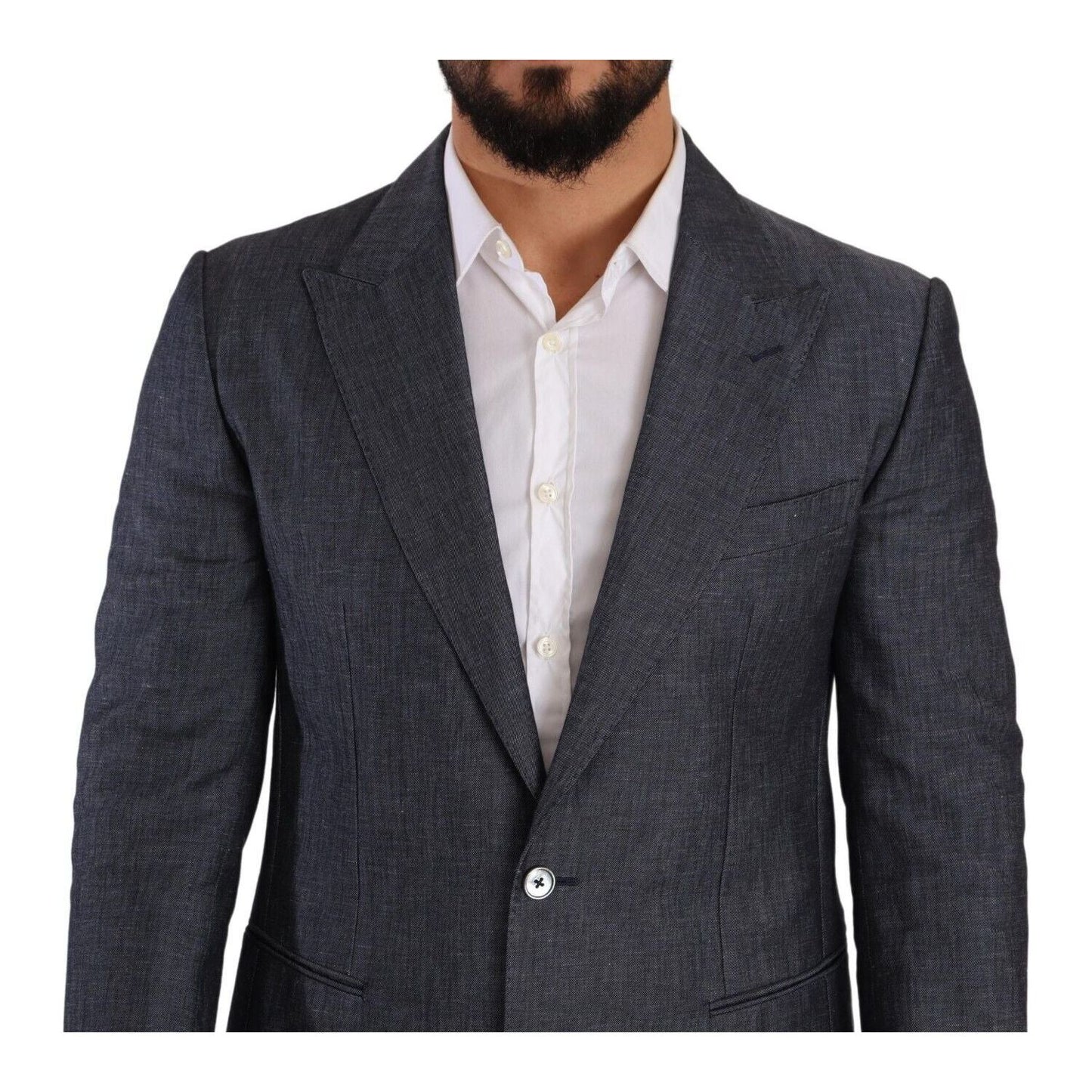 Elegant Slim Fit Two-Button Blue Blazer