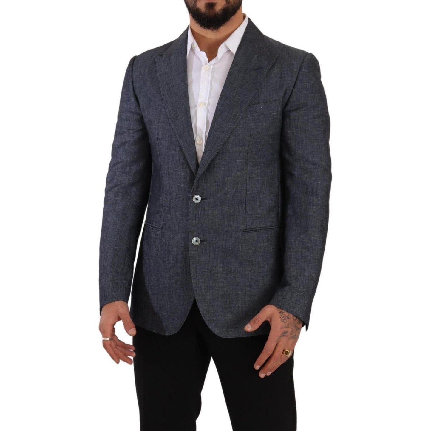 Elegant Slim Fit Two-Button Blue Blazer