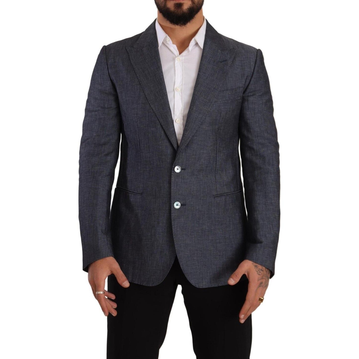 Elegant Slim Fit Two-Button Blue Blazer