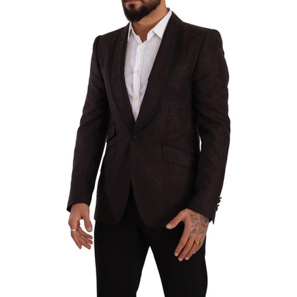 Dolce & Gabbana Purple Jacquard Single Breasted SICILIA Blazer