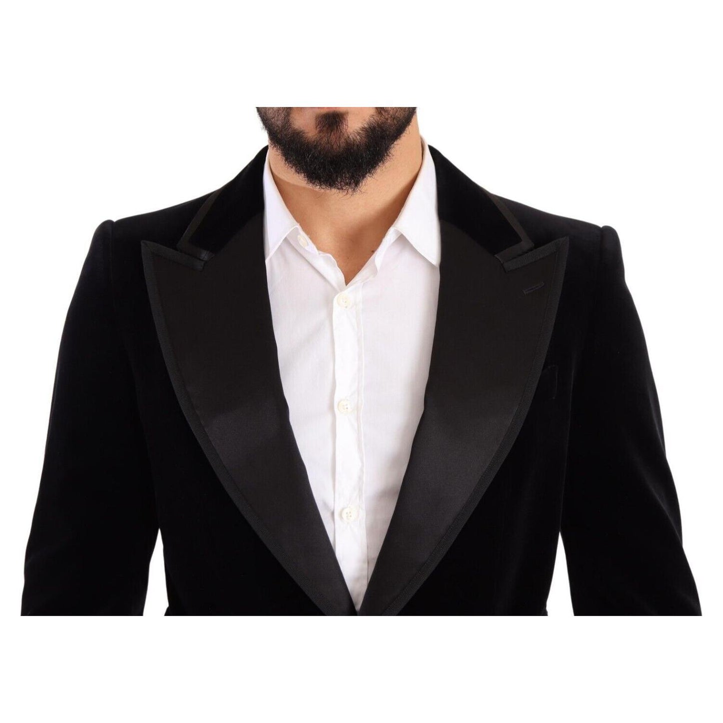 Dolce & Gabbana Black Velvet Single Breasted One Button Blazer