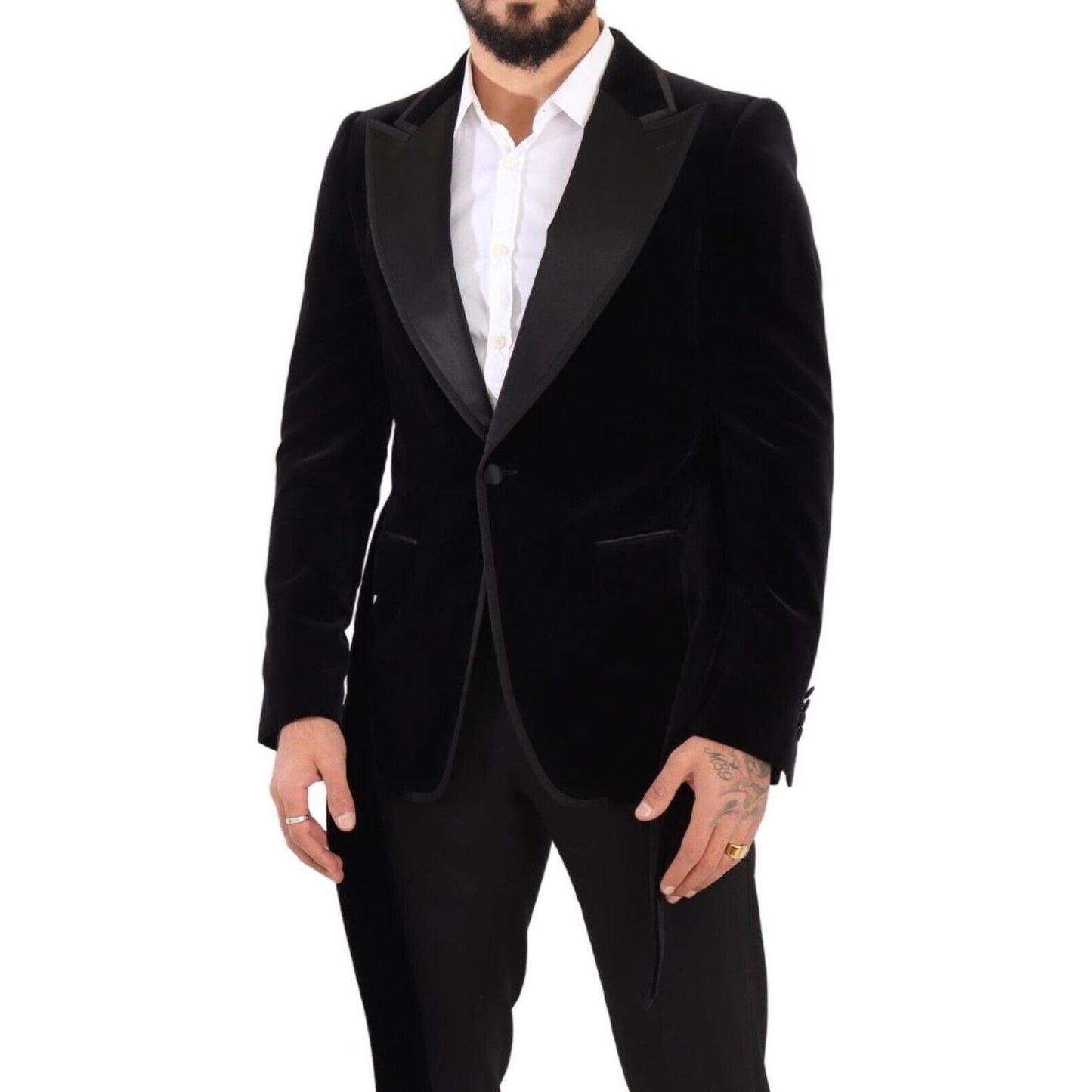 Dolce & Gabbana Black Velvet Single Breasted One Button Blazer