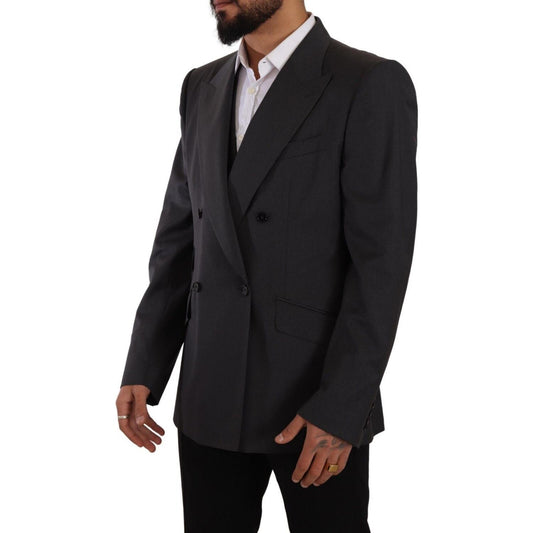 Elegant Gray Sicilia Wool Blend Suit