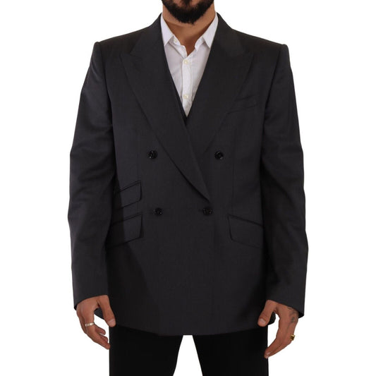 Elegant Gray Sicilia Wool Blend Suit