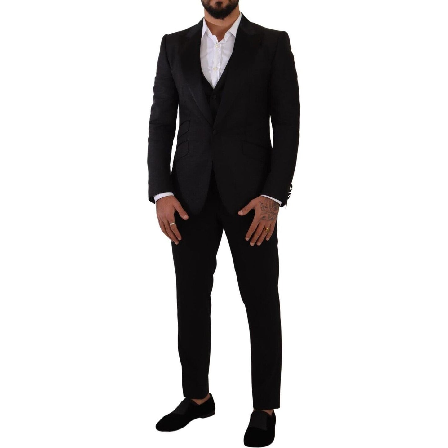 Sicilia Slim Fit Black Suit Ensemble