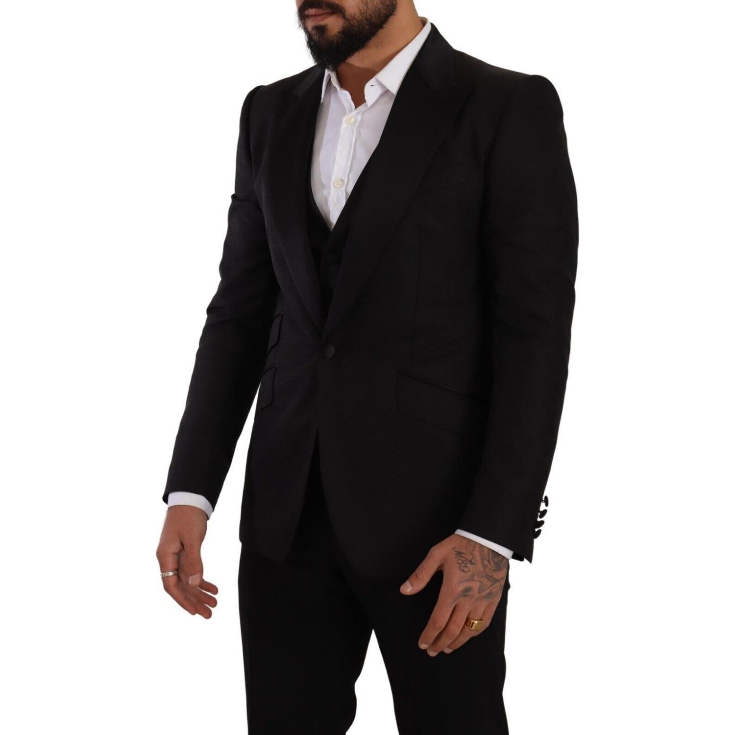 طقم بدلة سوداء بقصّة Slim Fit من Dolce &amp; Gabbana Sicilia