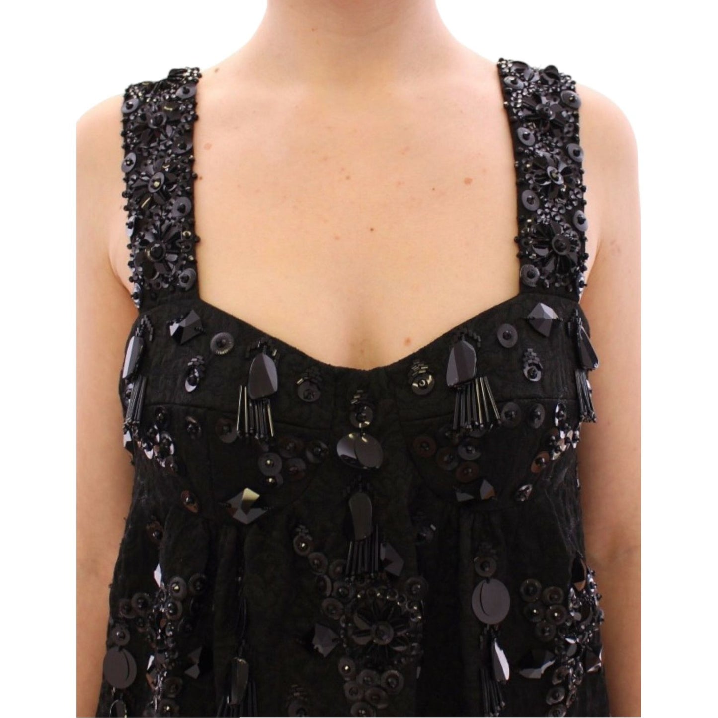 Dolce & Gabbana Elegant Sequined Floral Mini Shift Dress elegant-sequined-floral-mini-shift-dress