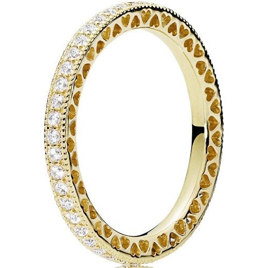 PANDORA JEWELS Mod. 14K GOLD-PLATED - RING WITH CLEAR CUBIC ZIRCONIA - Size 54 ***SPECIAL PRICE***-0