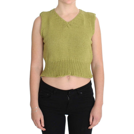 Elegant Green Sleeveless Vest Sweater