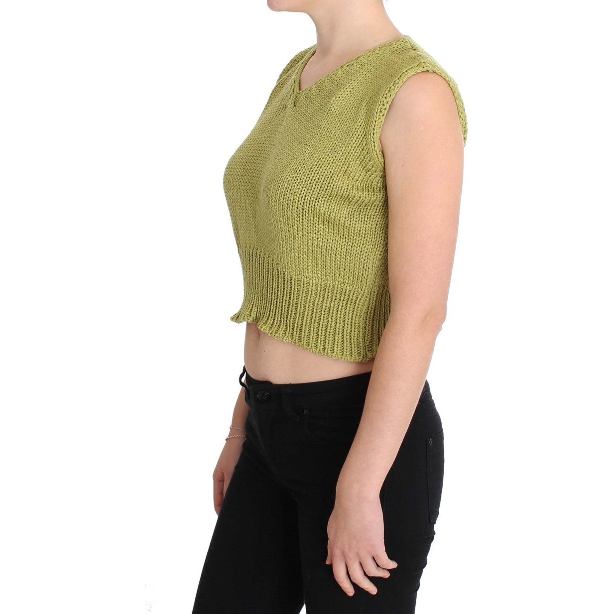 Elegant Green Sleeveless Vest Sweater