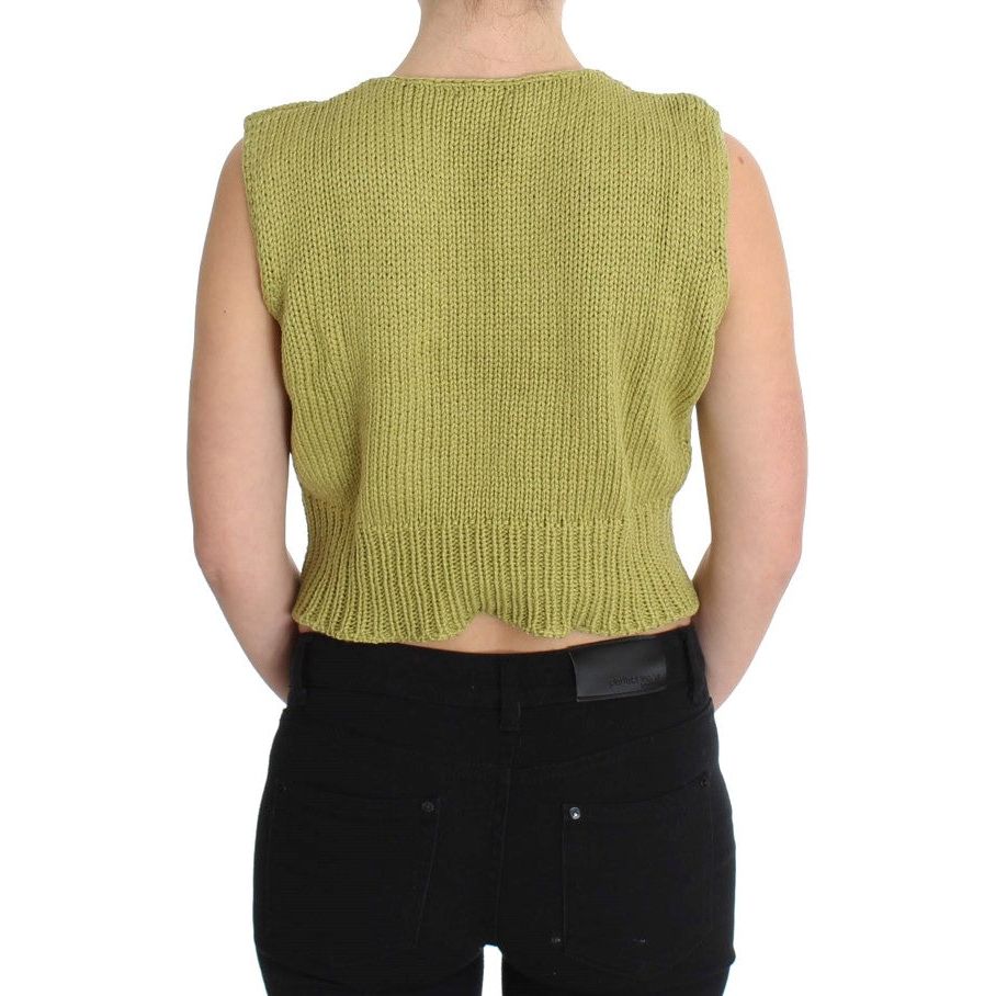 Elegant Green Sleeveless Vest Sweater