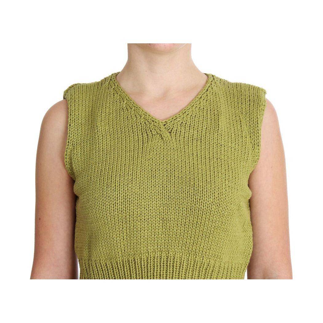 Elegant Green Sleeveless Vest Sweater