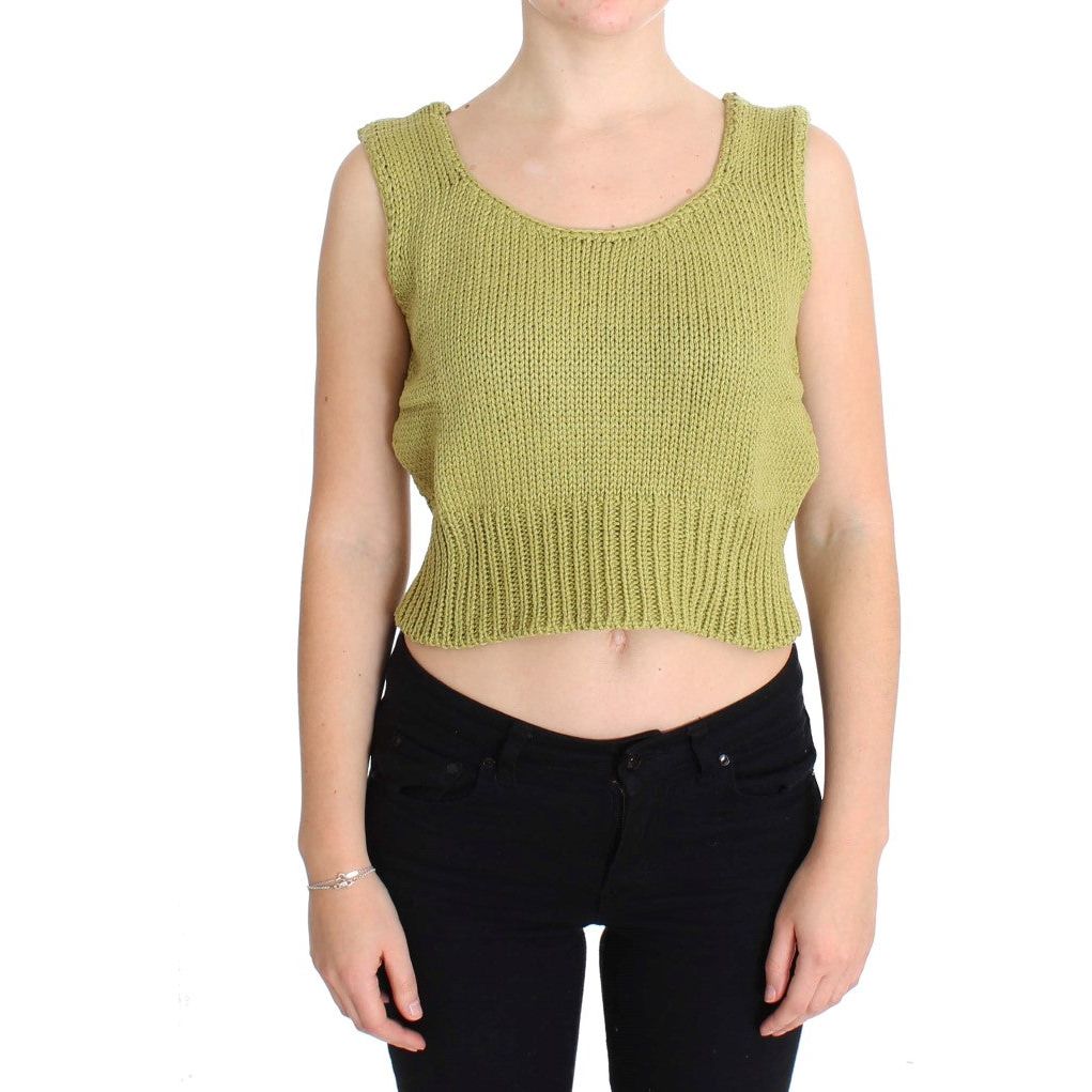 Elegant Green Knit Sleeveless Vest Sweater